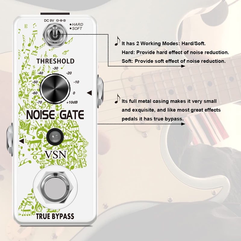 VSN Noise Gate Pedal, Noise Killer Guitar Pedal Noise Suppressor Effect 2 Modes for Electric Guitar and Bass True Bypass - Image 4